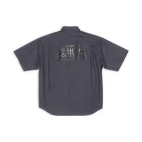 Fashion Institute overhemd met korte mouwen, ruime pasvorm “Dark Grey” 703846TYB181270
