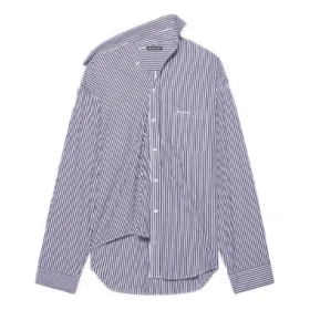 FW21 gestreept overhemd met lange mouwen donkerblauw 663034TIM368502