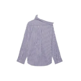 FW21 gestreept overhemd met lange mouwen donkerblauw 663034TIM368502
