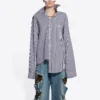 FW21 gestreept overhemd met lange mouwen donkerblauw 663034TIM368502