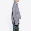 FW21 gestreept overhemd met lange mouwen donkerblauw 663034TIM368502
