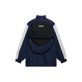FW21 Logo Splicing loszittende jas unisex marineblauw 663065TKO484063