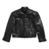 FW23 gedeconstrueerde jas met rits “Black Soft Buffalo Skin” 768749TMS031000