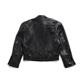 FW23 gedeconstrueerde jas met rits “Black Soft Buffalo Skin” 768749TMS031000