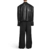 FW23 gedeconstrueerde jas met rits “Black Soft Buffalo Skin” 768749TMS031000