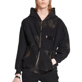 Gaffer-hoodie met ritssluiting, small fit “Zwart Wit Rood” 720424-TNVK5-1089