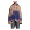 Gebleekt geruit shirt met lange mouwen en capuchon “Purple Beige” 699223TMM095212