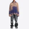 Gebleekt geruit shirt met lange mouwen en capuchon “Purple Beige” 699223TMM095212