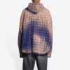Gebleekt geruit shirt met lange mouwen en capuchon “Purple Beige” 699223TMM095212