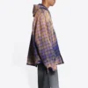 Gebleekt geruit shirt met lange mouwen en capuchon “Purple Beige” 699223TMM095212