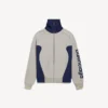 Gebreid herenvest met ritssluiting in grijs/marineblauw