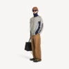 Gebreid herenvest met ritssluiting in grijs/marineblauw
