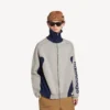 Gebreid herenvest met ritssluiting in grijs/marineblauw