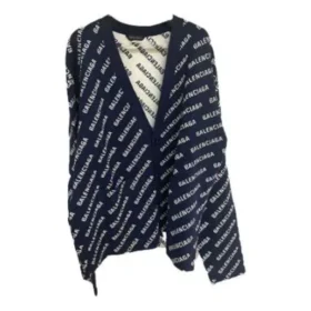 Gebreid vest met all-over logo “Blue White” 736248T32338502