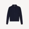 Gebreide herenpoloshirts met lange mouwen in marineblauw