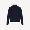 Gebreide herenpoloshirts met lange mouwen in marineblauw