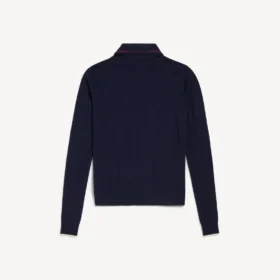 Gebreide herenpoloshirts met lange mouwen in marineblauw