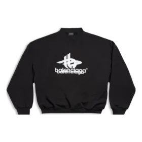Gelaagde sportieve ronde sweater “Black White” 767860TPVF31070