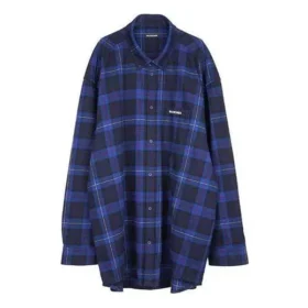 Geruit katoen-twill overhemd “Blue” 625548T1M194450