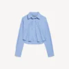 Gestreepte cropped blouse voor dames in blauw/marineblauw