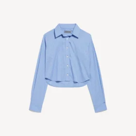 Gestreepte cropped blouse voor dames in blauw/marineblauw
