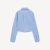 Gestreepte cropped blouse voor dames in blauw/marineblauw