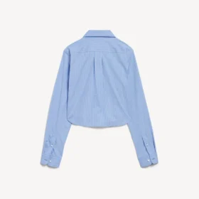 Gestreepte cropped blouse voor dames in blauw/marineblauw