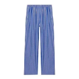 Gestreepte katoenen popeline broek met wijde pijpen “Blue” 583438TJM214800