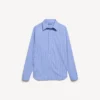Gestreepte popeline overhemd voor dames in blauw/marineblauw