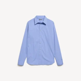 Gestreepte popeline overhemd voor dames in blauw/marineblauw