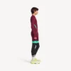 Getailleerd heren-techwear-shirt met lange mouwen in bordeauxrood/aqua