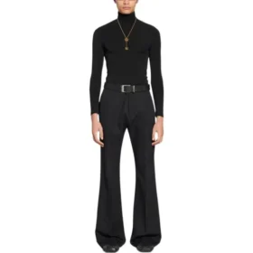 Getailleerde broek met uitlopende pijpen, normale pasvorm “Black” 704709TLT171000