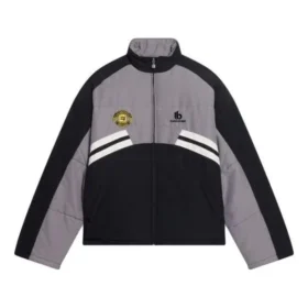 Gevoerde trainingsjas met trechterhals “Grey Black” 675462-TKO48-1000