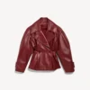Gevouwen korte trenchcoat voor dames in bordeauxrood