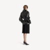 Gevouwen korte trenchcoat voor dames in zwart
