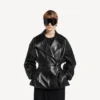 Gevouwen korte trenchcoat voor dames in zwart