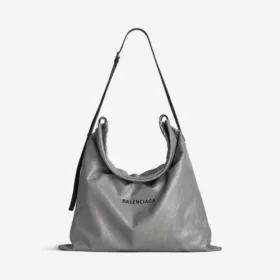Grote grijze shopper-crossbodytas voor heren met stofzak