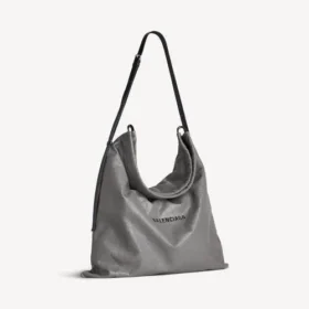 Grote grijze shopper-crossbodytas voor heren met stofzak