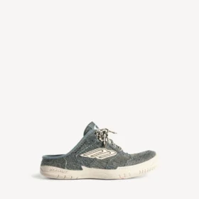 Hamptons-denim-muiltjes voor dames in blauw/gebroken wit