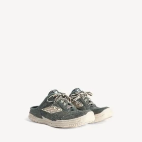 Hamptons-denim-muiltjes voor dames in blauw/gebroken wit