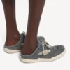 Hamptons-denim-muiltjes voor dames in blauw/gebroken wit