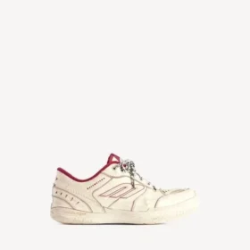Hamptons-sneaker voor heren, medium versleten, in gebroken wit/rood
