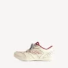 Dames-sneaker ‘Hamptons’ met medium versleten look in gebroken wit/rood