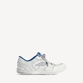 Hamptons-sneaker voor heren met versleten look in wit/donkerblauw/grijs