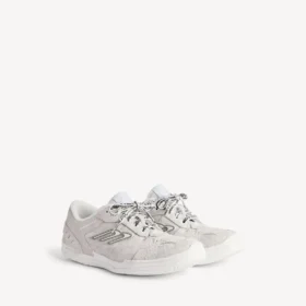 Hamptons suède herensneaker in gebroken wit/zwart