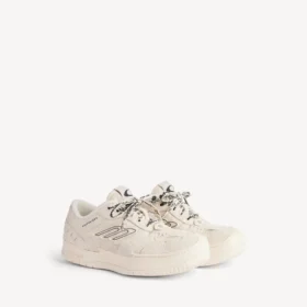 Hamptons suède platform sneaker voor dames in beige/zwart