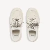 Hamptons suède platform sneaker voor dames in beige/zwart