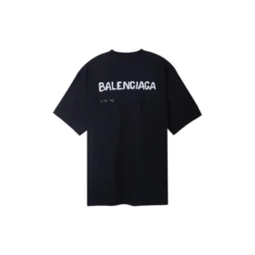 Handgetekend Balenciaga T-shirt, Large Fit “Zwart” 641675TOVO51070