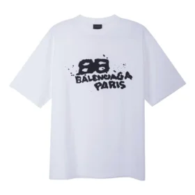 Handgetekend BB Icon T-shirt, medium pasvorm “White Black” 612966TNVN49040