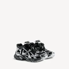 Heren Runner sneaker in zwart/zilver